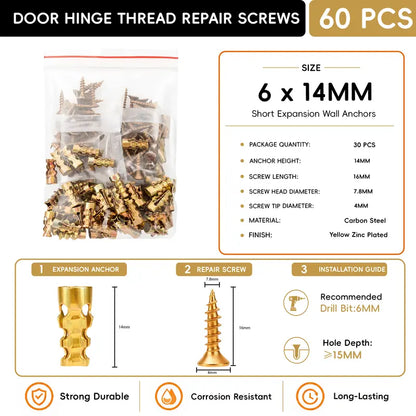 🔥 LAST DAY SALE! 6×14mm Door Hinge Repair Screws – Cabinet & Furniture Fixer