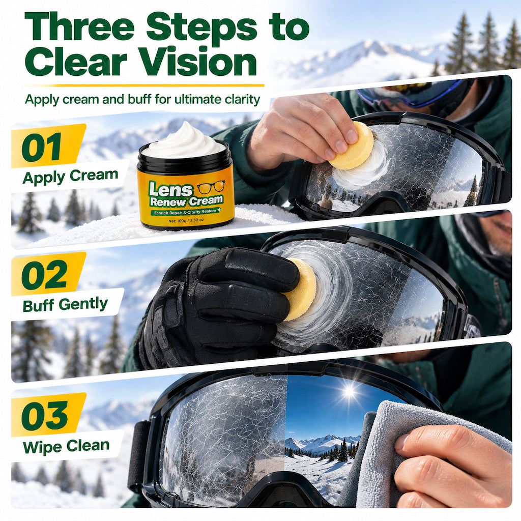 Lens Scratch Repair Cream Set with Sponge for Glasses Goggles Face Shields and Helmet Visors